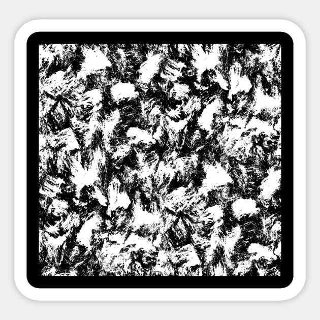 Black and White Contrast Brushstrokes Sticker by Carolina Díaz